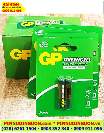 COMBO 01hộp 10vỉ=20viên (Loại vỉ 2viên) Pin AAA 1.5v GP GreenCell 24G-2U2 Extra Heavy Duty _Giá 138.000đ/Hộp